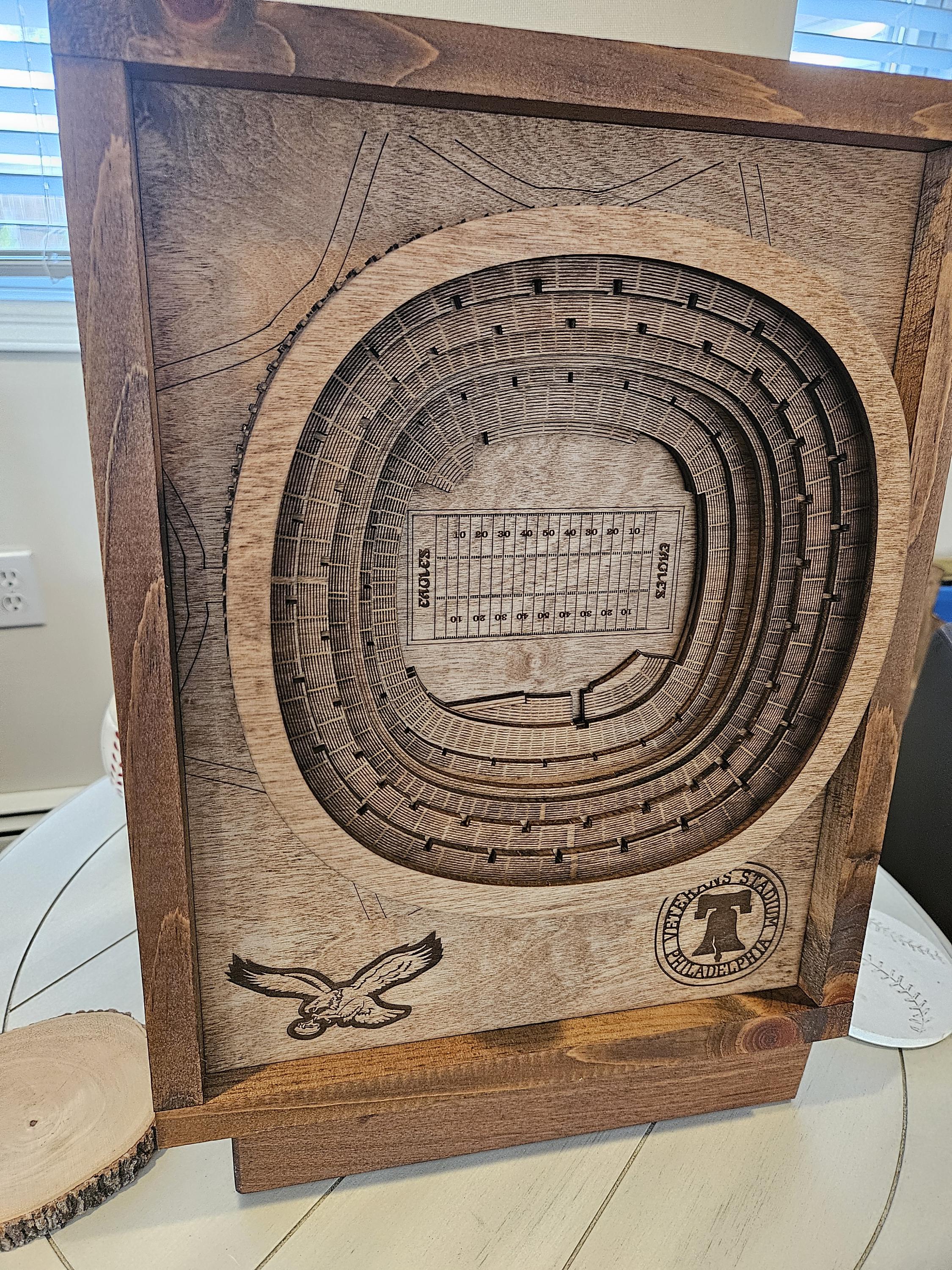 3D Wood Replica of Philadelphia Veterans Stadium | Handcrafted Collectible Stadium Model