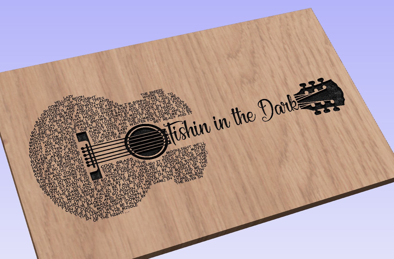 Fishin in the Dark Song Lyrics Guitar Shaped  SVG ONLY DIGITAL