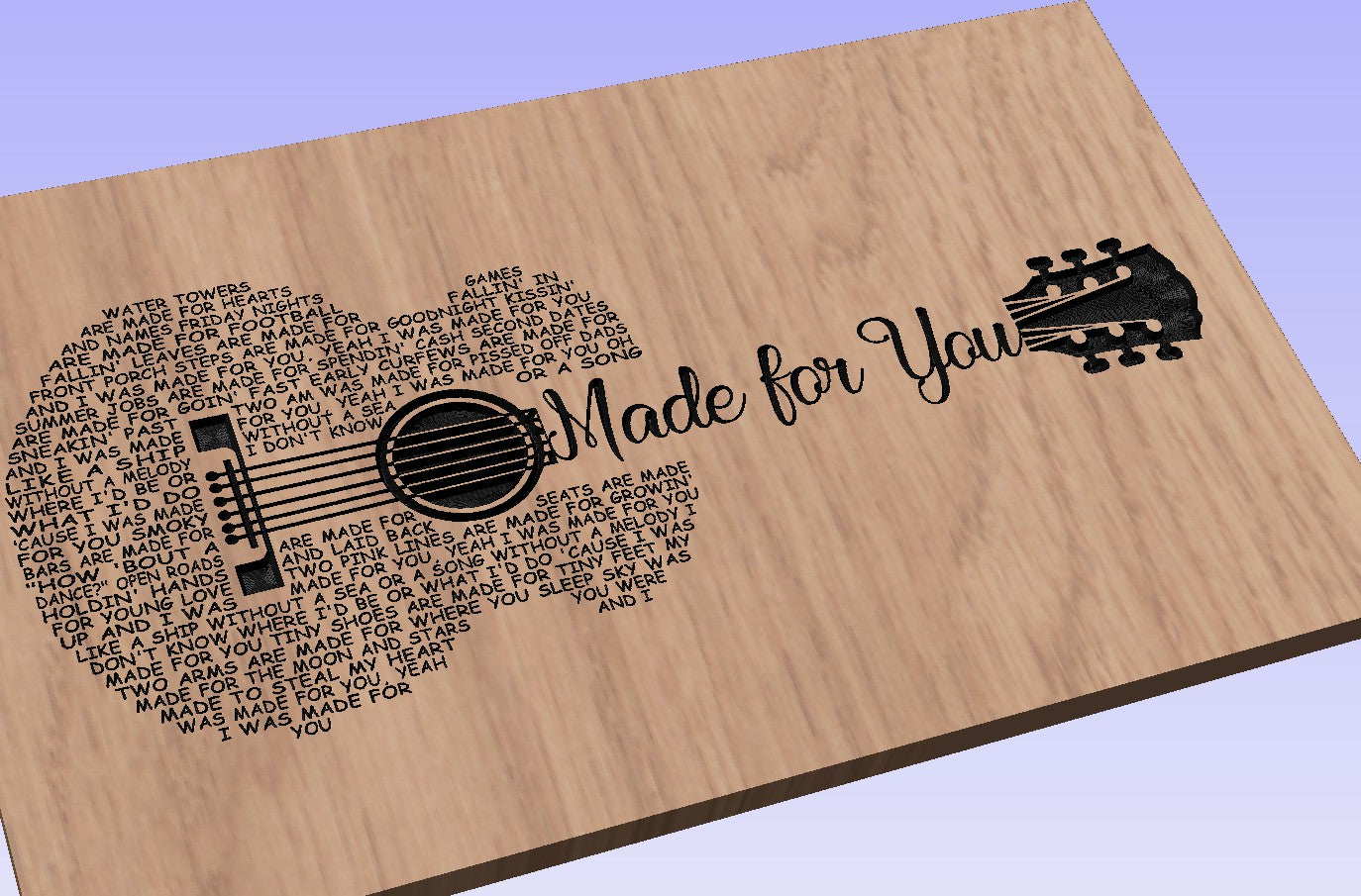 Made for You Song Lyrics Guitar Shaped  SVG ONLY DIGITAL