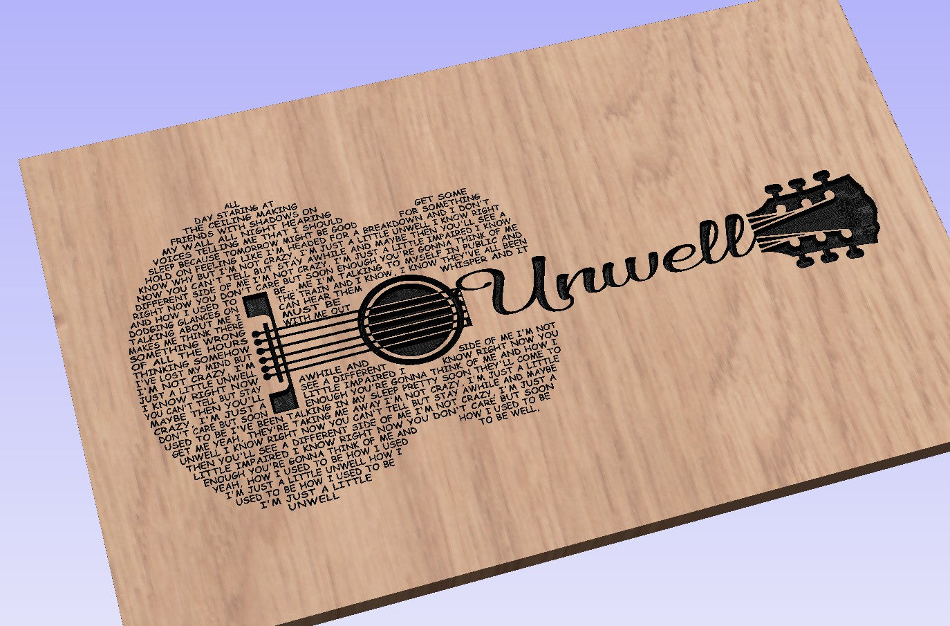Unwell Song Lyrics Guitar Shaped  SVG ONLY DIGITAL