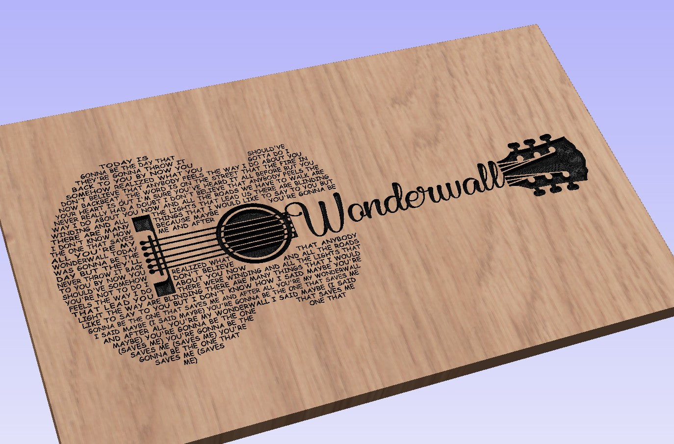 Wonderwall Song Lyrics Guitar Shaped  SVG ONLY DIGITAL