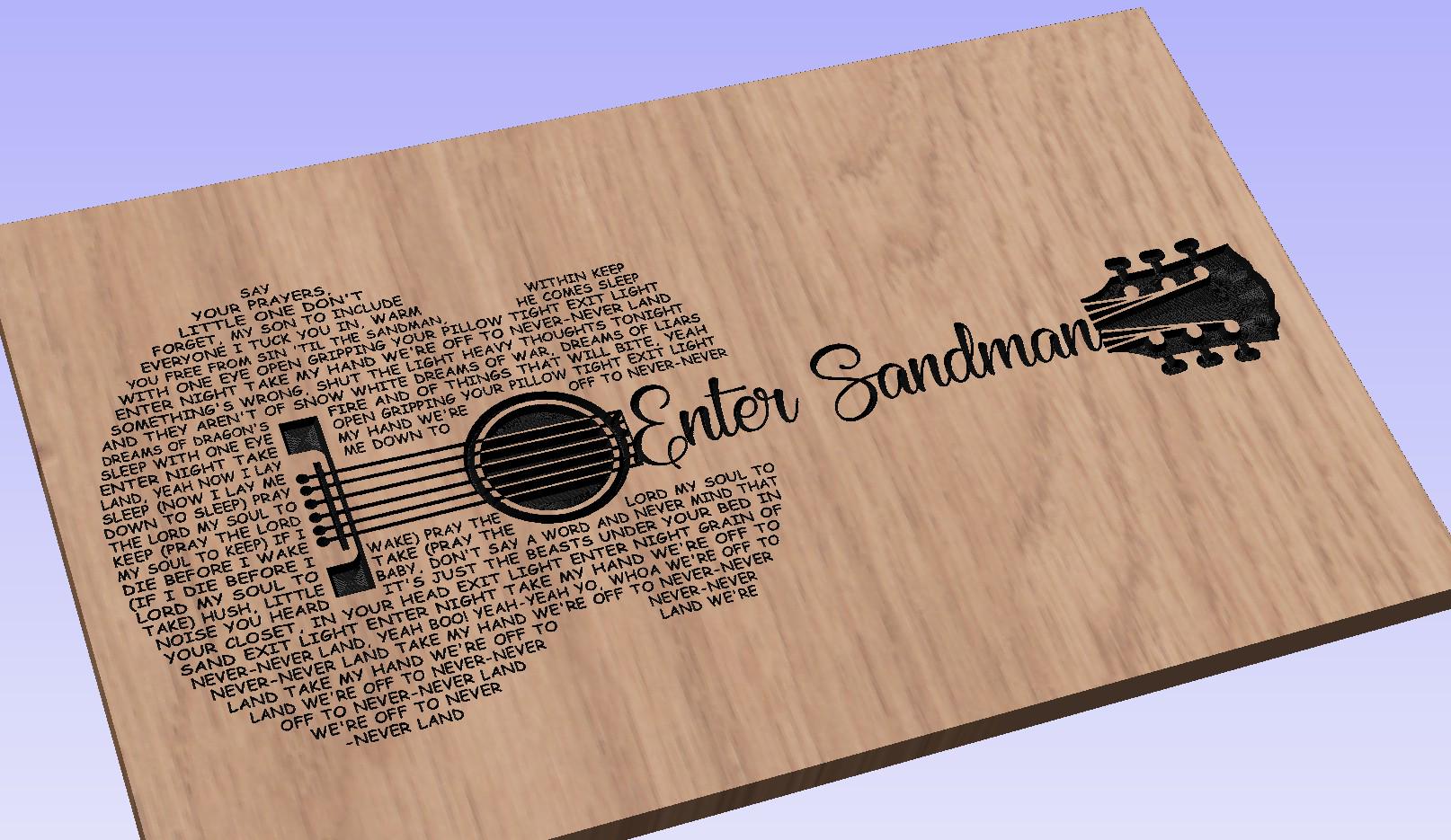 Enter Sandman Lyrics Guitar Shaped  SVG ONLY DIGITAL