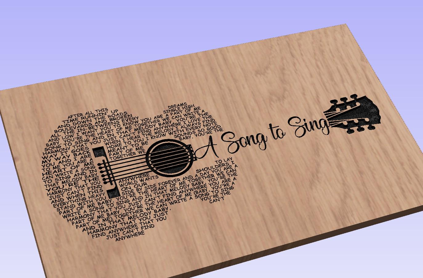 A Song to Sing Song Lyrics Guitar Shaped  SVG ONLY DIGITAL