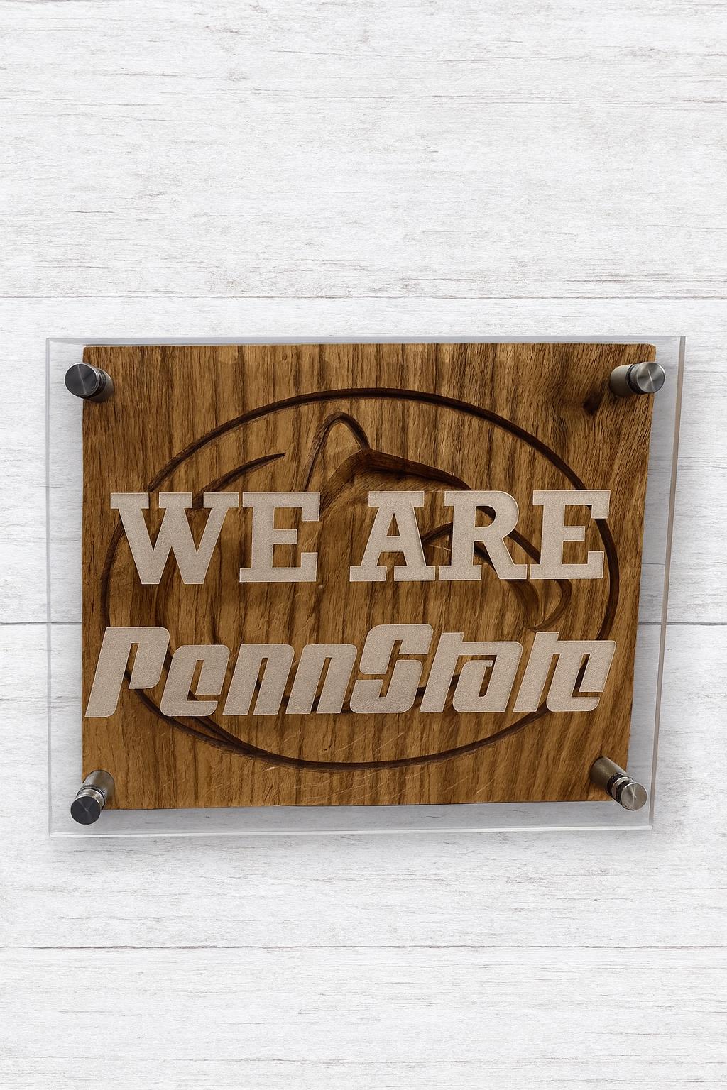 Wood Carved Penn state oak wood 6x9x2 desktop display