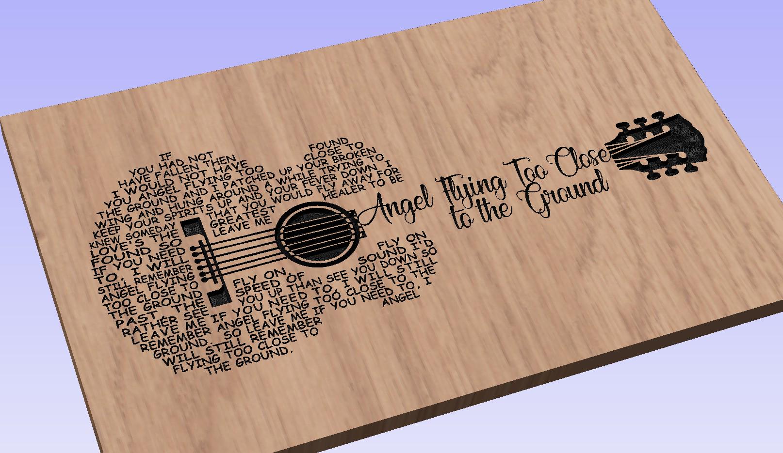 Angel Flying Too Close to the Ground Lyrics Guitar Shaped  SVG ONLY DIGITAL