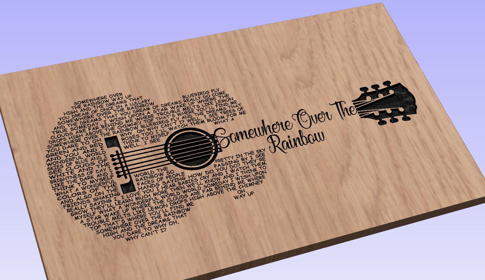 Somewhere Over the Rainbow Lyrics Guitar Shaped  SVG ONLY DIGITAL