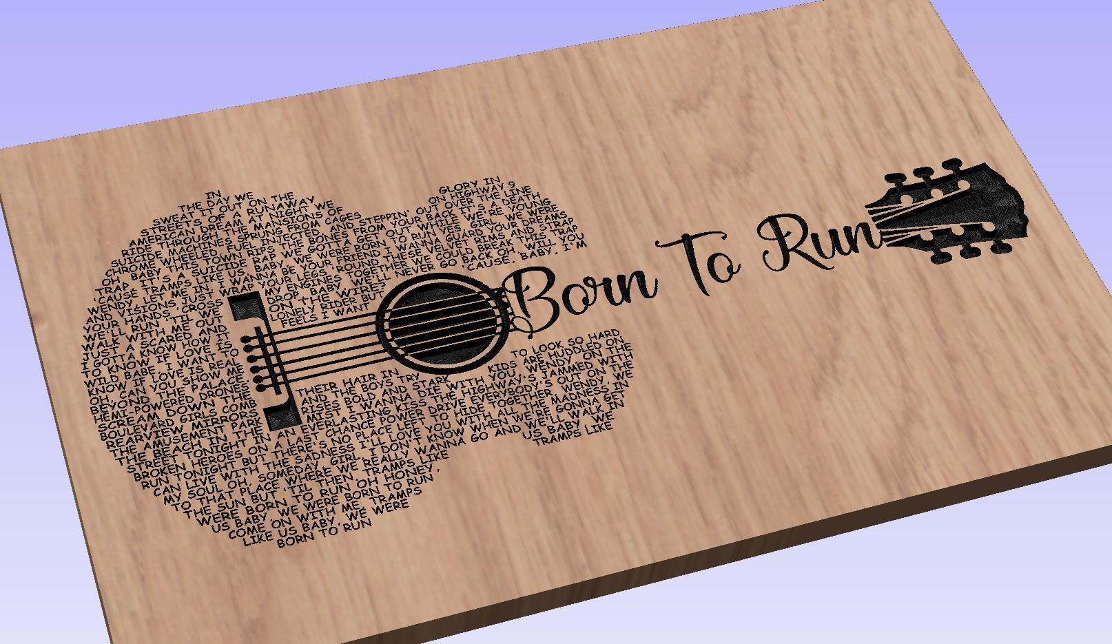 Born to Run Lyrics Guitar Shaped  SVG ONLY DIGITAL