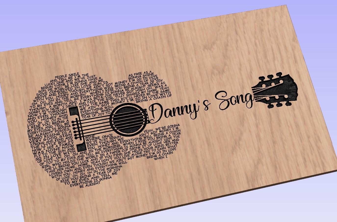 Danny's Song Lyrics Guitar Shaped  SVG ONLY DIGITAL
