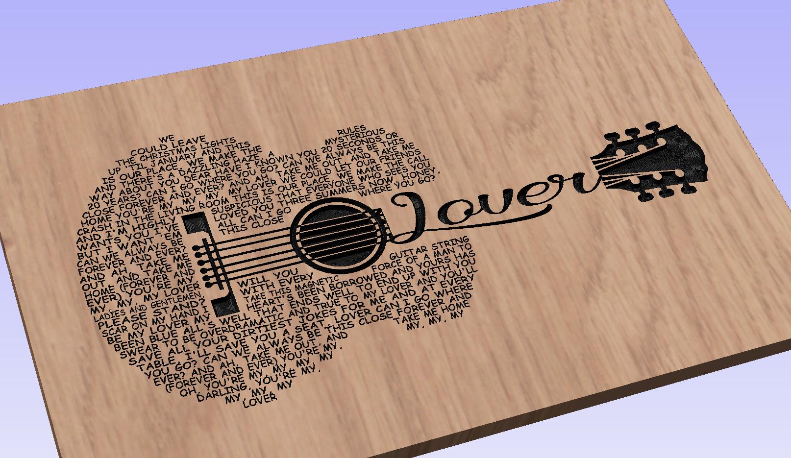 Lover Song Lyrics Guitar Shaped  SVG ONLY DIGITAL