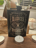 8 oz Engraved Raiders Whiskey Flask – Custom Laser Engraved Gift for Fans, Groomsmen, or Game Day!