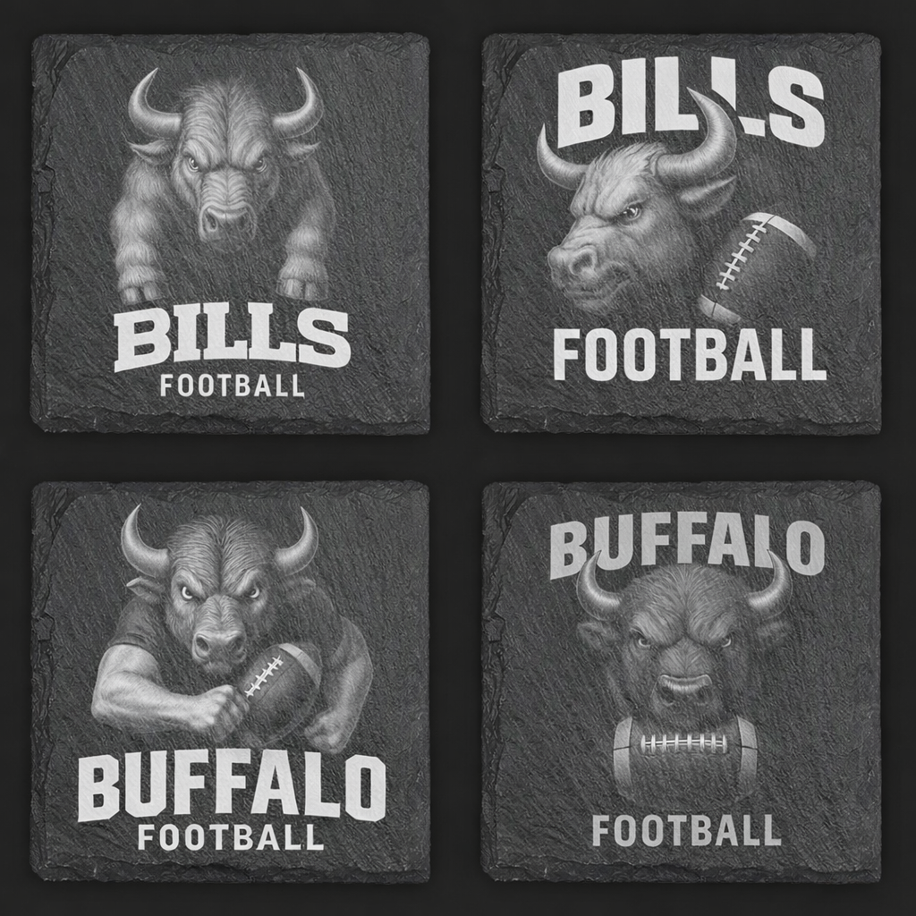 4-Piece Bills Football Slate Coaster Set