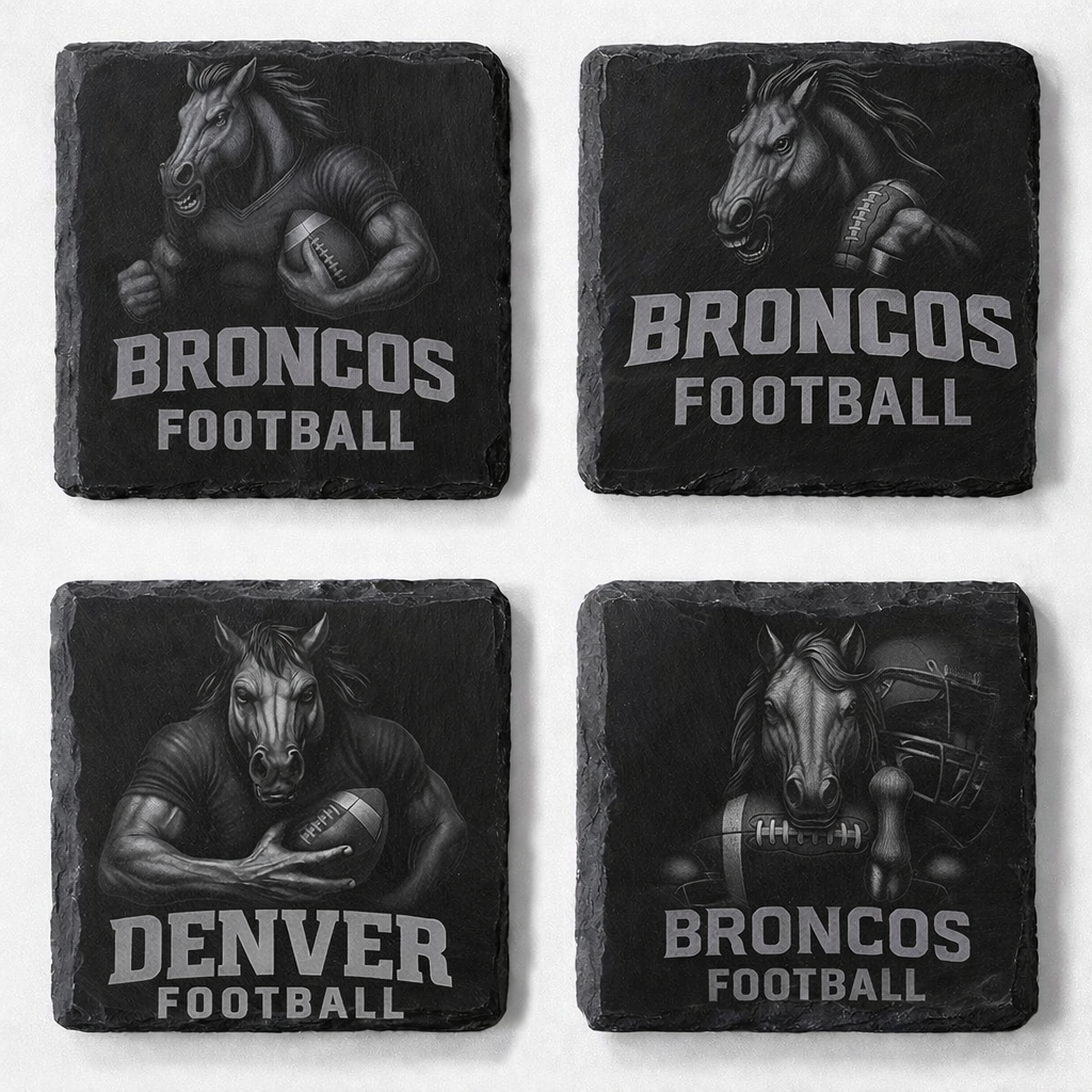 4-Piece Broncos Football Slate Coaster Set