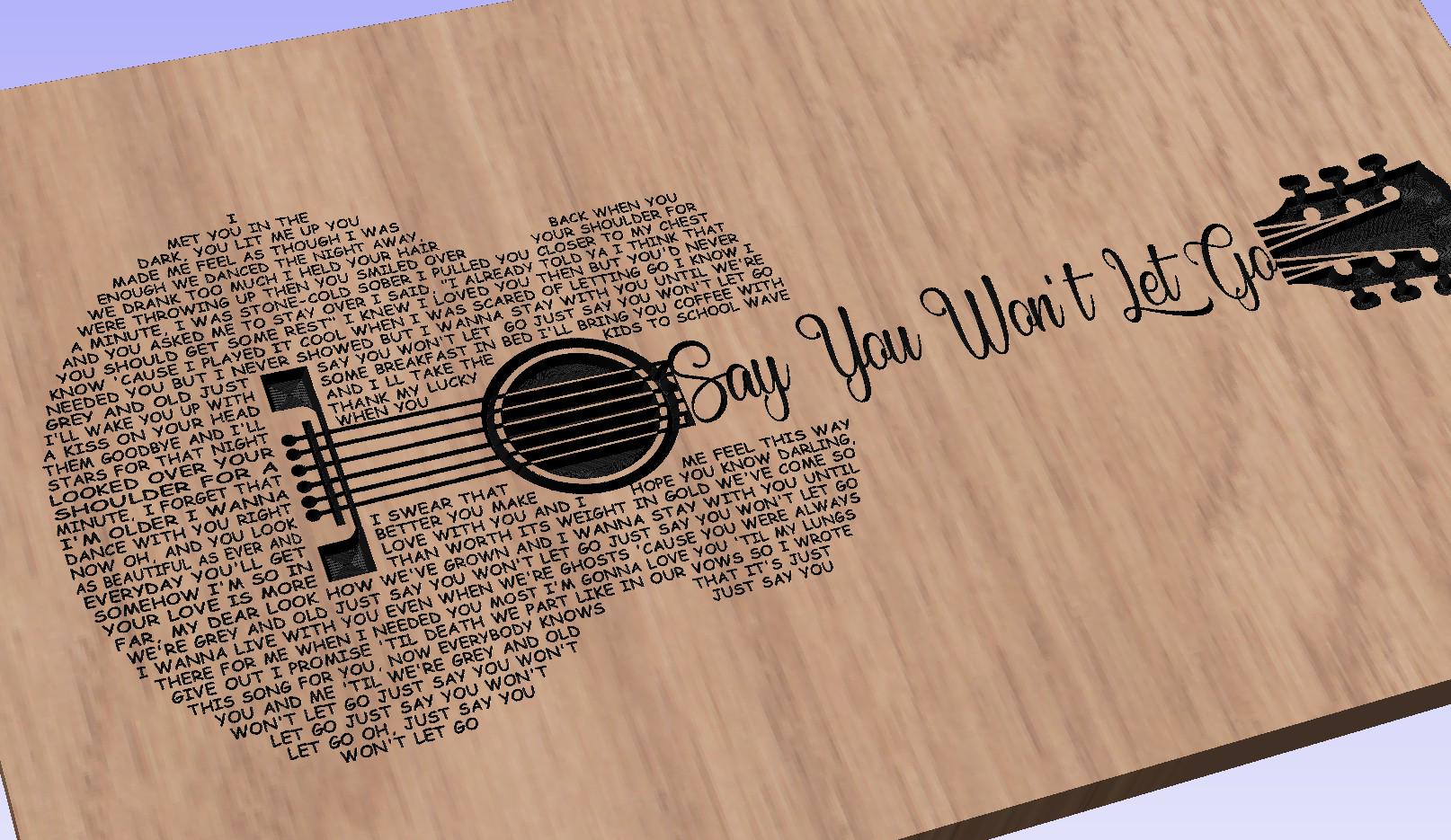 Say You Won't Let Go Song Lyrics Guitar Shaped  SVG ONLY DIGITAL