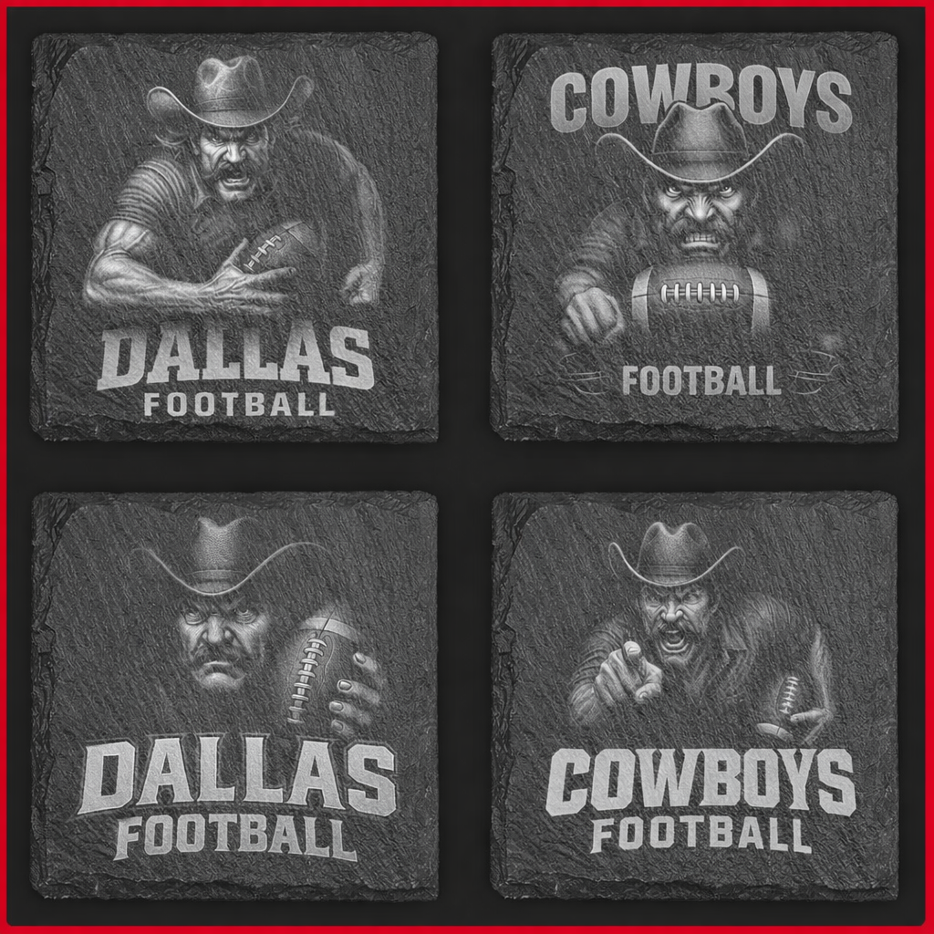 4-Piece Cowboys Football Slate Coaster Set