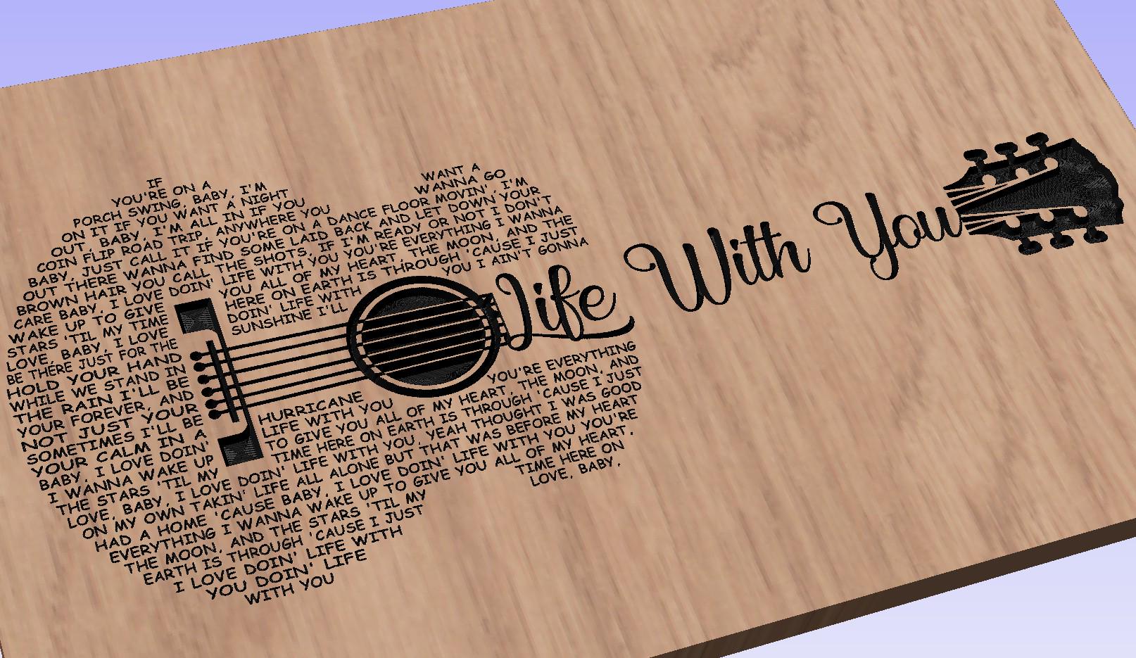 Life With You Song Lyrics Guitar Shaped  SVG ONLY DIGITAL