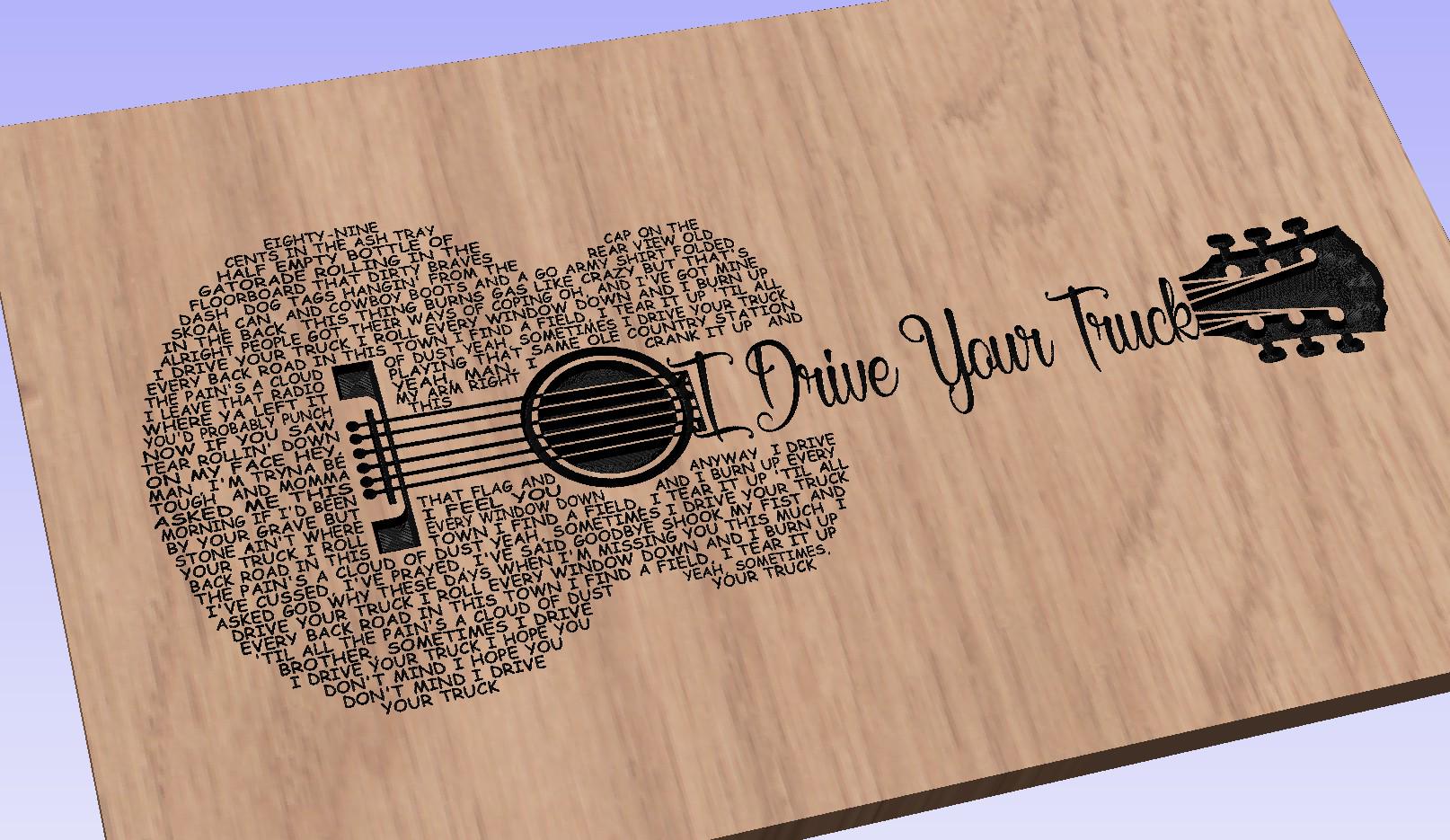 I Drive Your Truck Song Lyrics Guitar Shaped  SVG ONLY DIGITAL