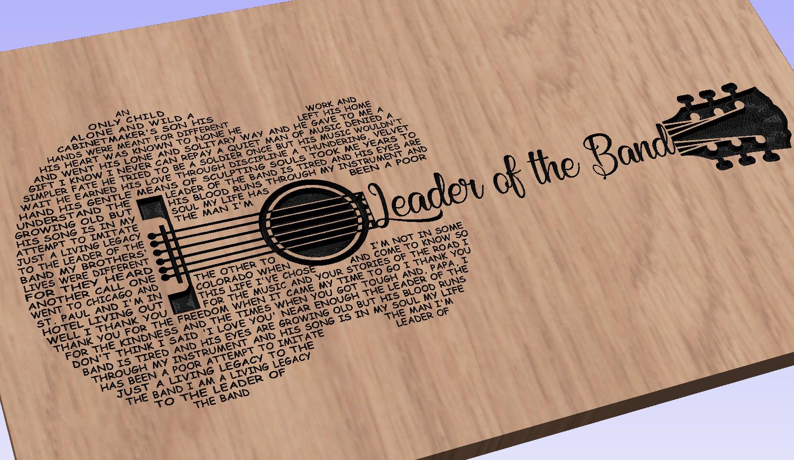 Leader of the Band Song Lyrics Guitar Shaped  SVG ONLY DIGITAL