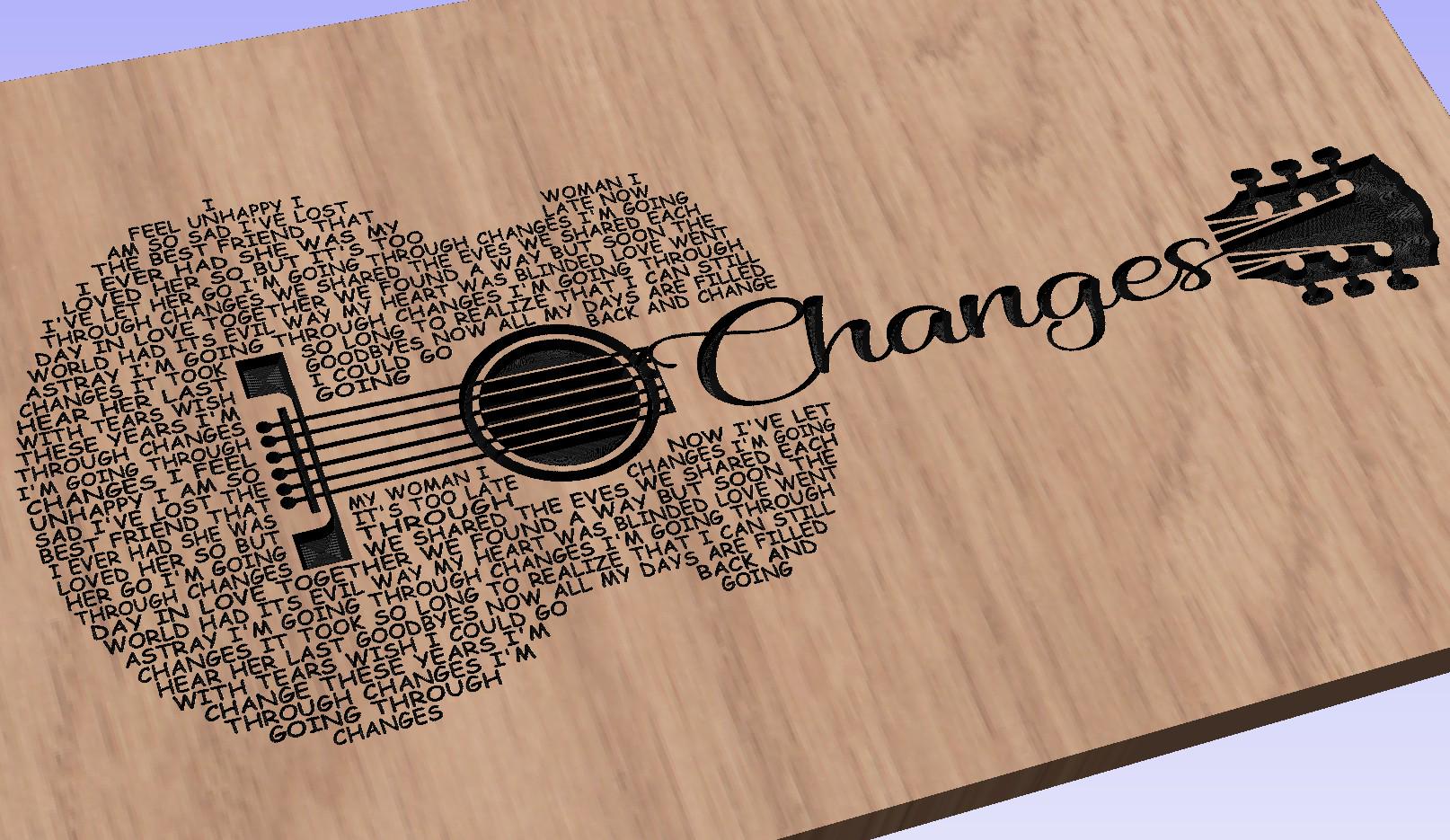 Changes Lyrics Guitar Shaped  SVG ONLY DIGITAL