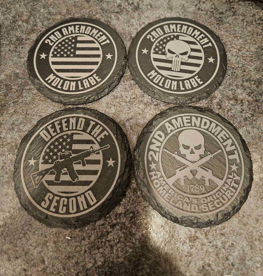 Set of 4 Round Slate coasters 2A