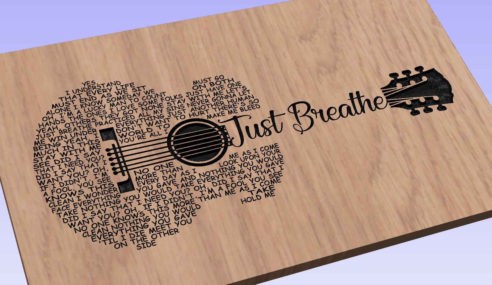 Just Breathe Lyrics Guitar Shaped  SVG ONLY DIGITAL