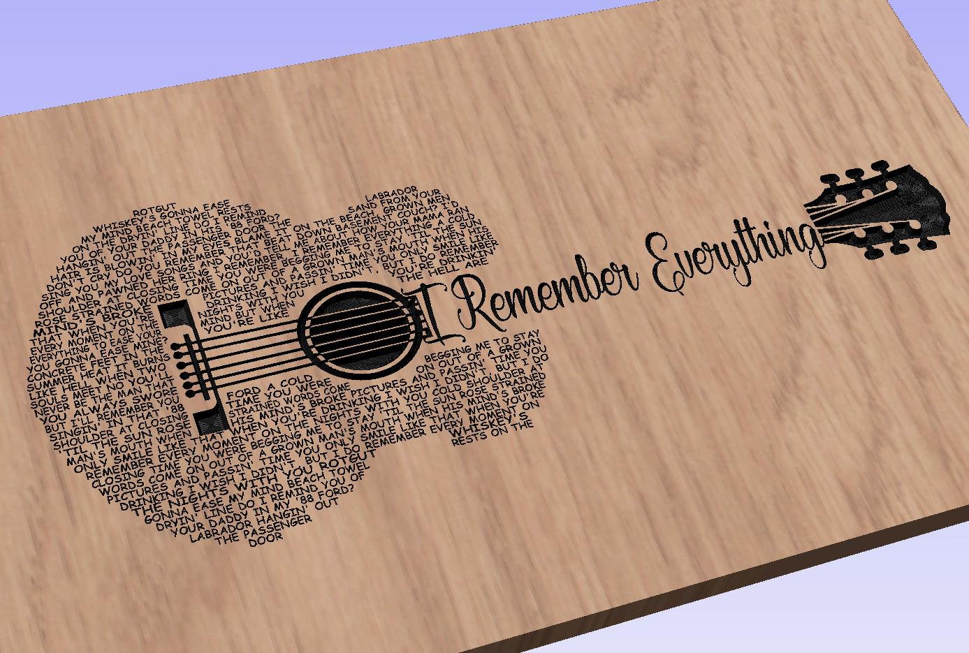 I Remember Everything Lyrics Guitar Shaped  SVG ONLY DIGITAL