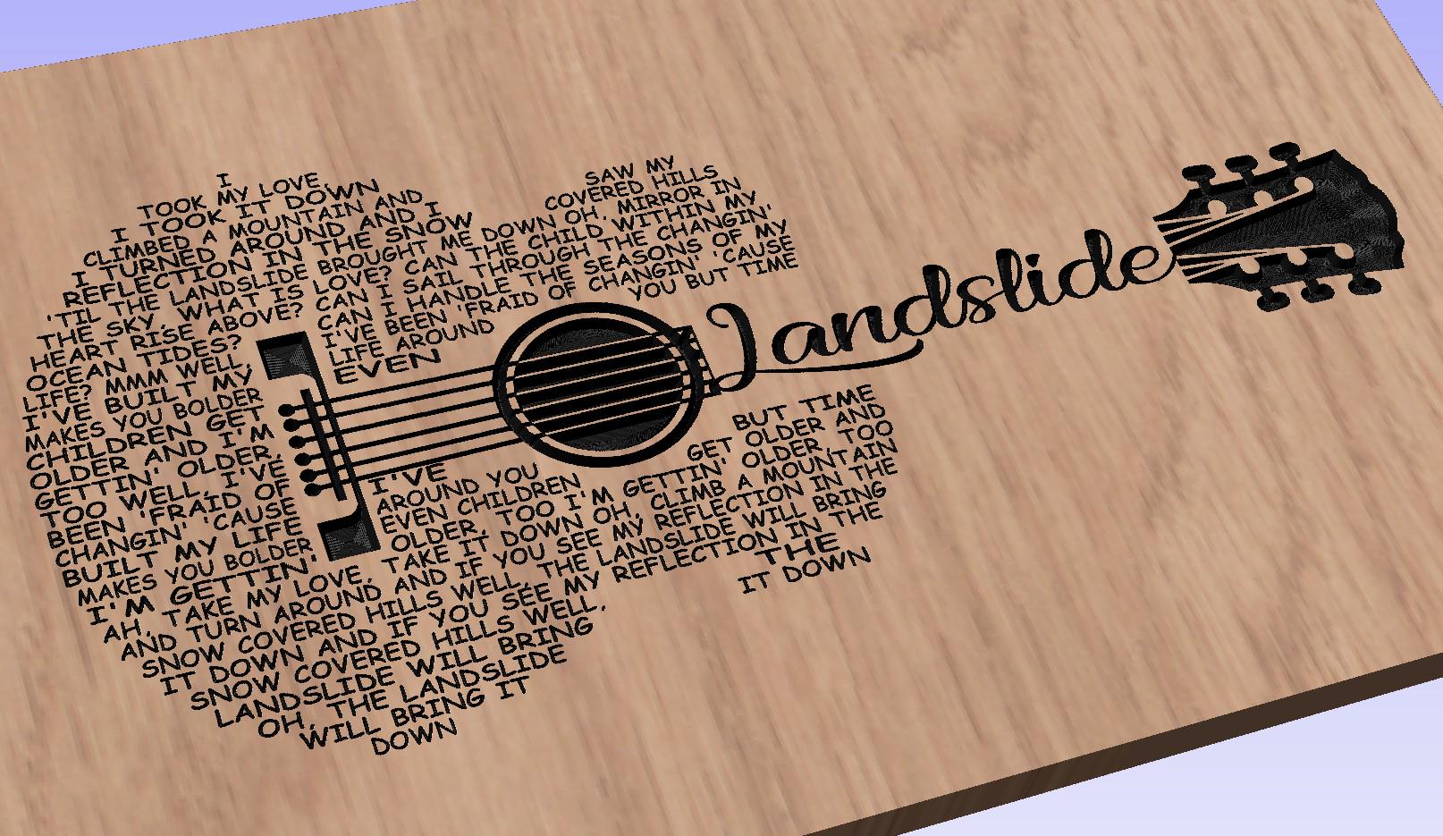 Landslide Lyrics Guitar Shaped  SVG ONLY DIGITAL