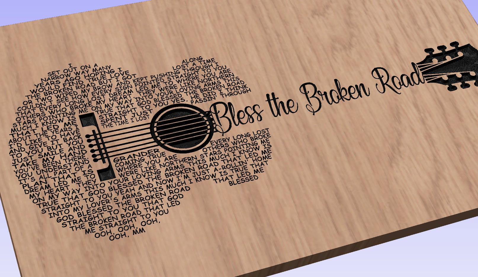 Bless the Broken Road Song Lyrics Guitar Shaped  SVG ONLY DIGITAL