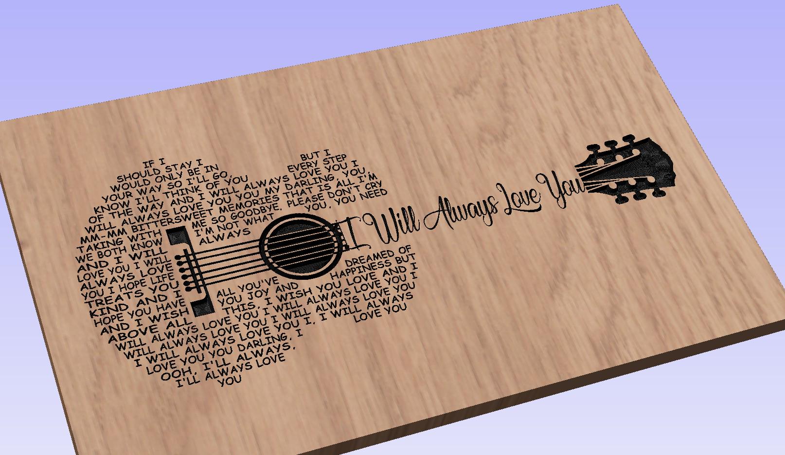 I Will Always Love You Song Lyrics Guitar Shaped  SVG ONLY DIGITAL