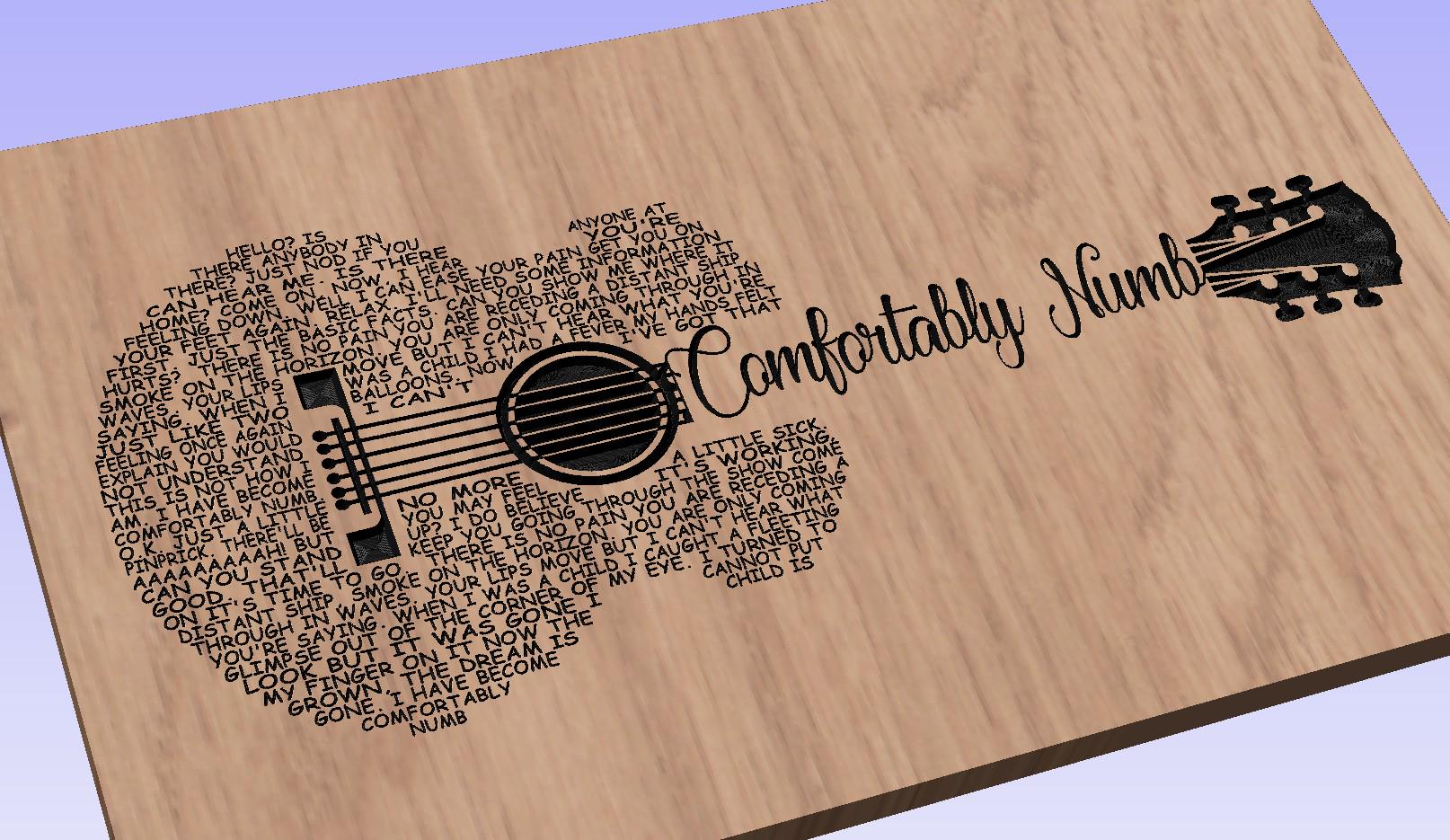 Comfortably Numb Song Lyrics Guitar Shaped  SVG ONLY DIGITAL