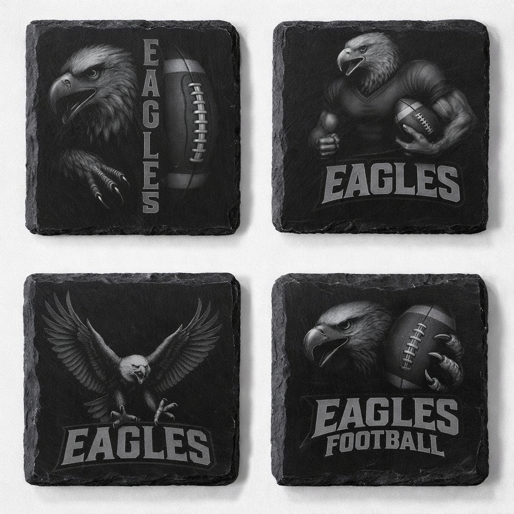 4-Piece Eagle Football Slate Coaster Set