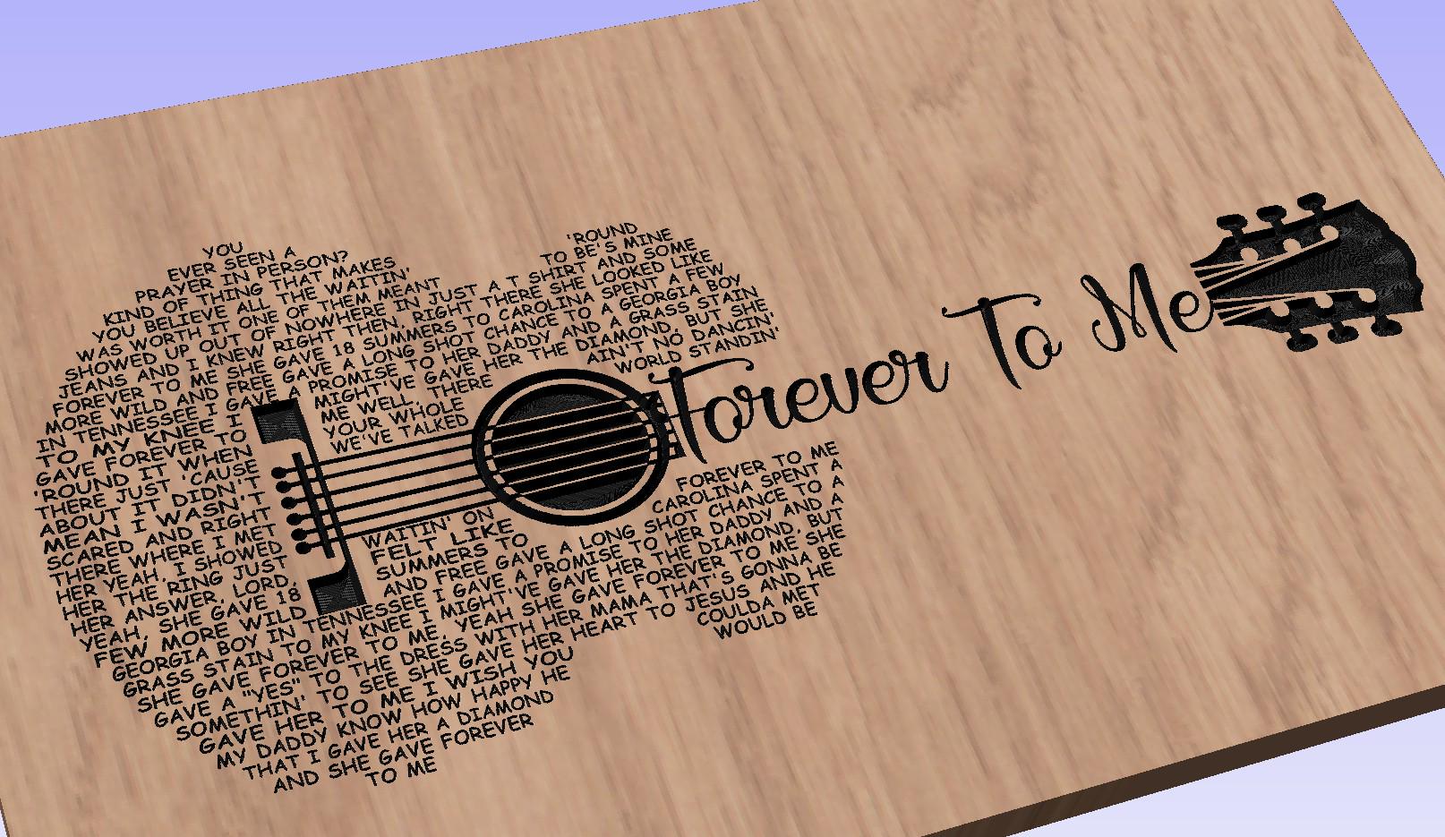 Forever To Me Lyrics Guitar Shaped  SVG ONLY DIGITAL