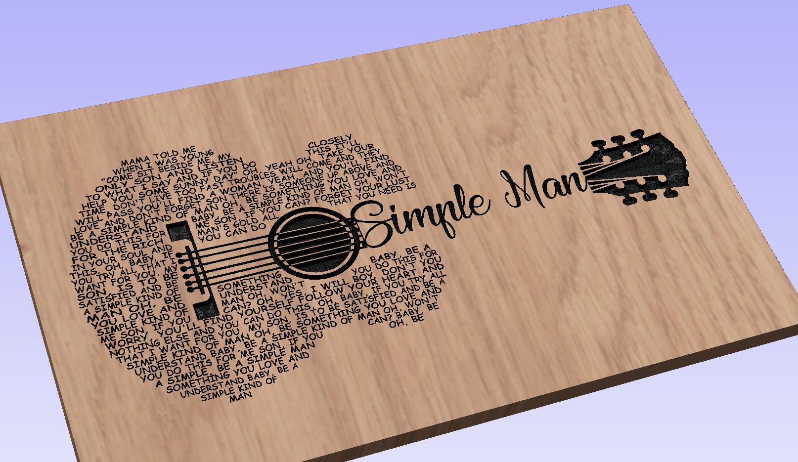 Simple Man Lyrics Guitar Shaped  SVG ONLY DIGITAL