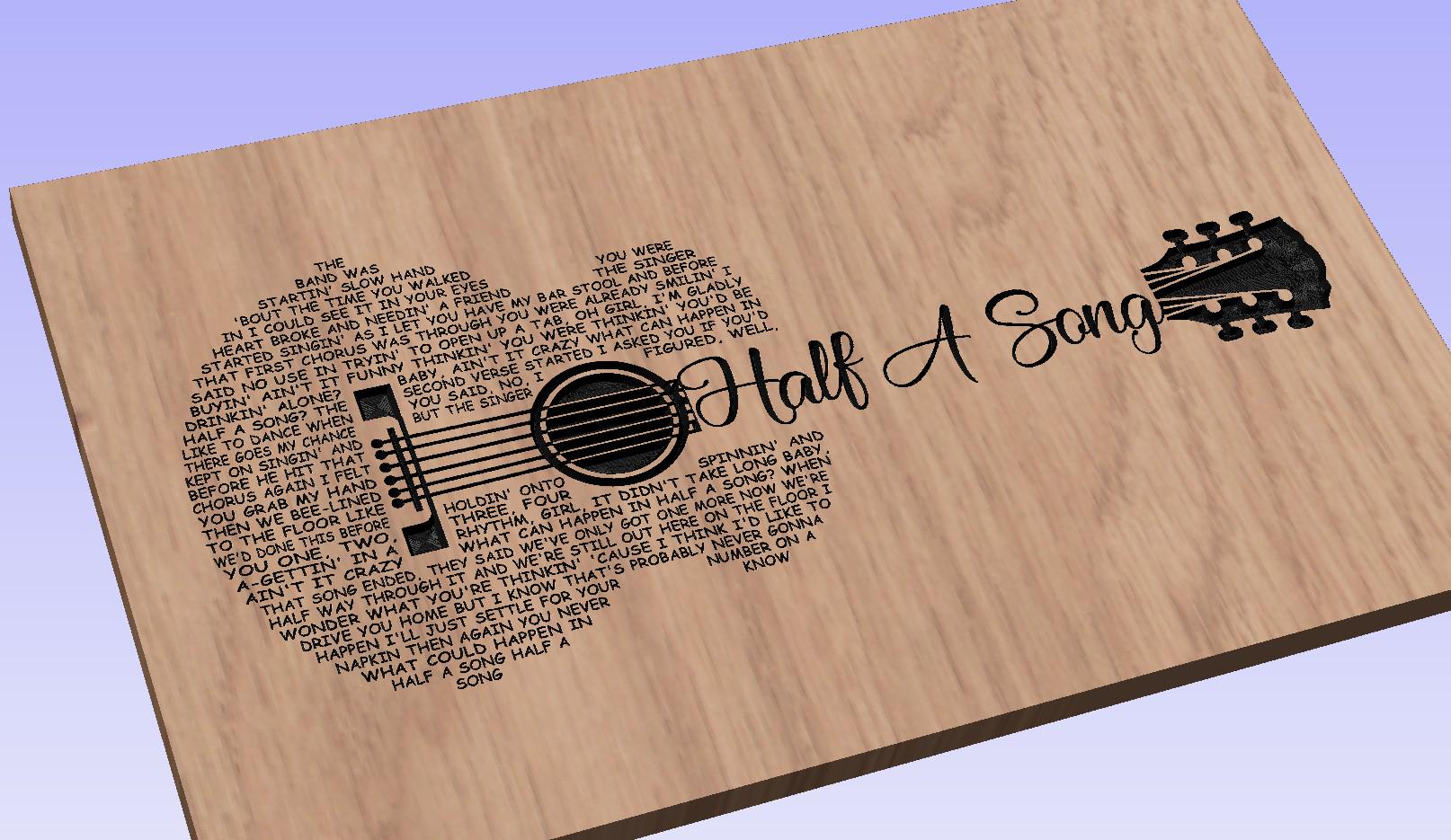 Half  A Song Lyrics Guitar Shaped  SVG ONLY DIGITAL