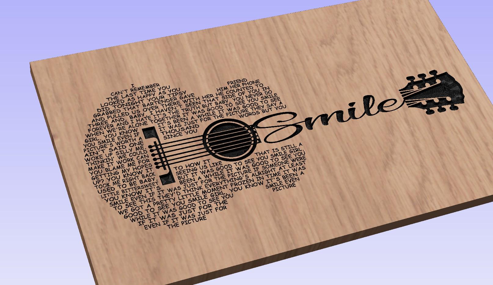 Smile Song Lyrics Guitar Shaped  SVG ONLY DIGITAL