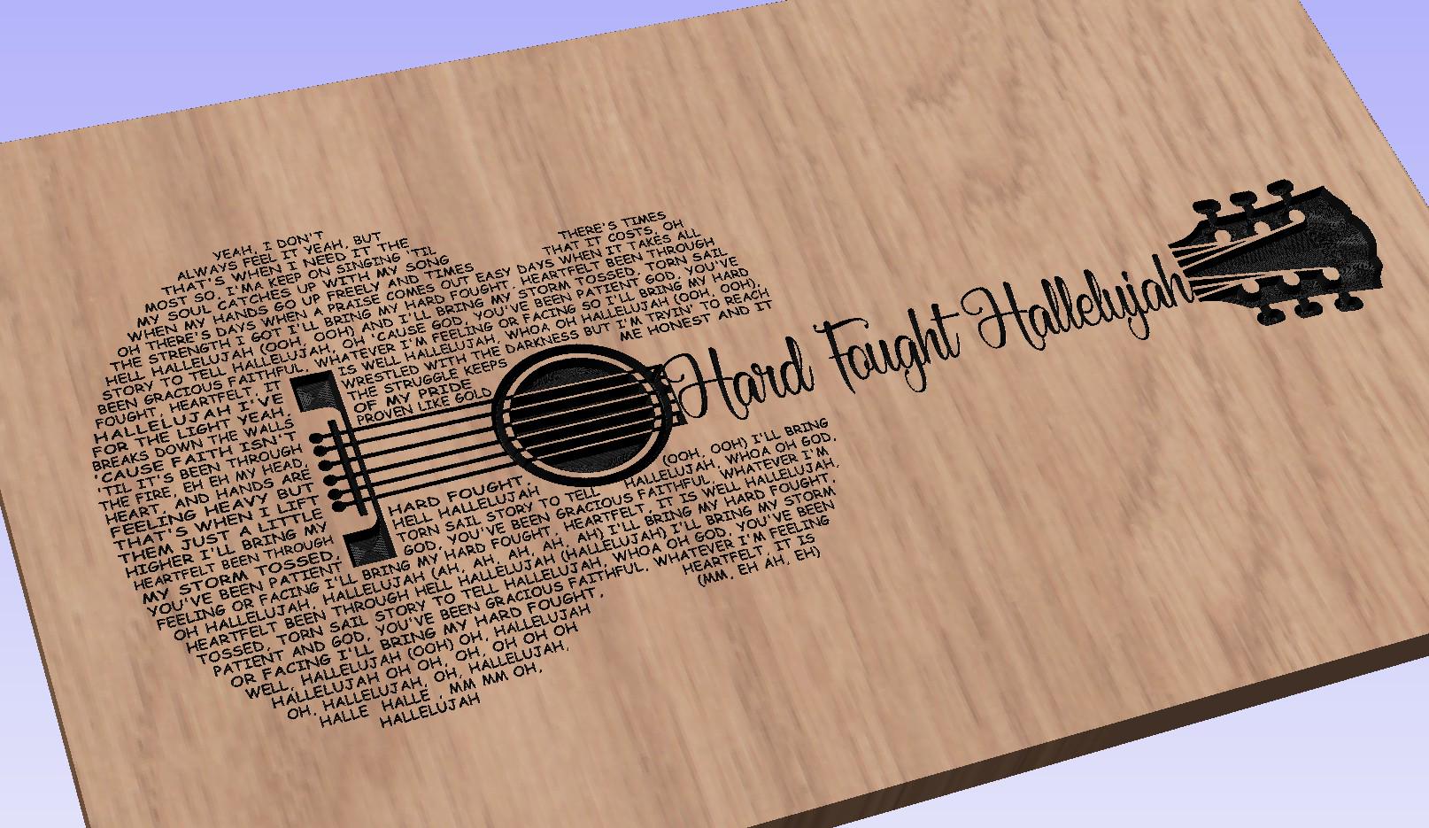 Hard Fought Hallelujah Lyrics Guitar Shaped  SVG ONLY DIGITAL
