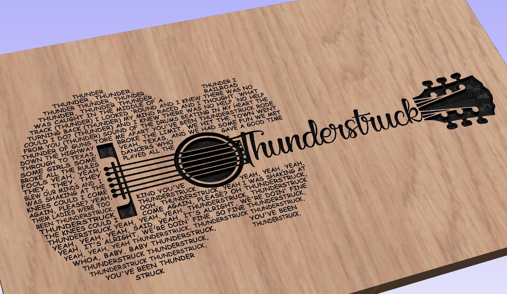 Thunderstruck Lyrics Guitar Shaped  SVG ONLY DIGITAL