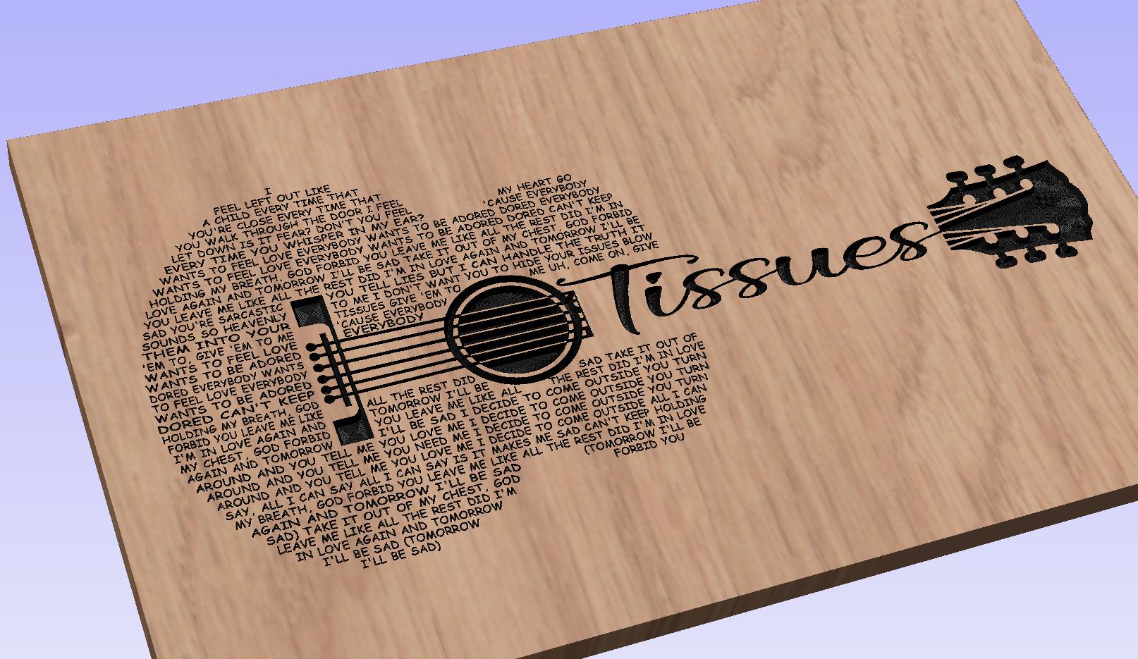 Tissues Song Lyrics Guitar Shaped  SVG ONLY DIGITAL