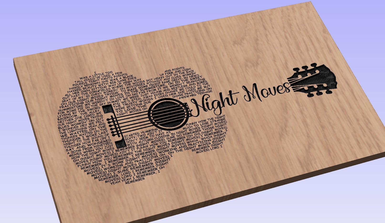 Night Moves Song Lyrics Guitar Shaped  SVG ONLY DIGITAL