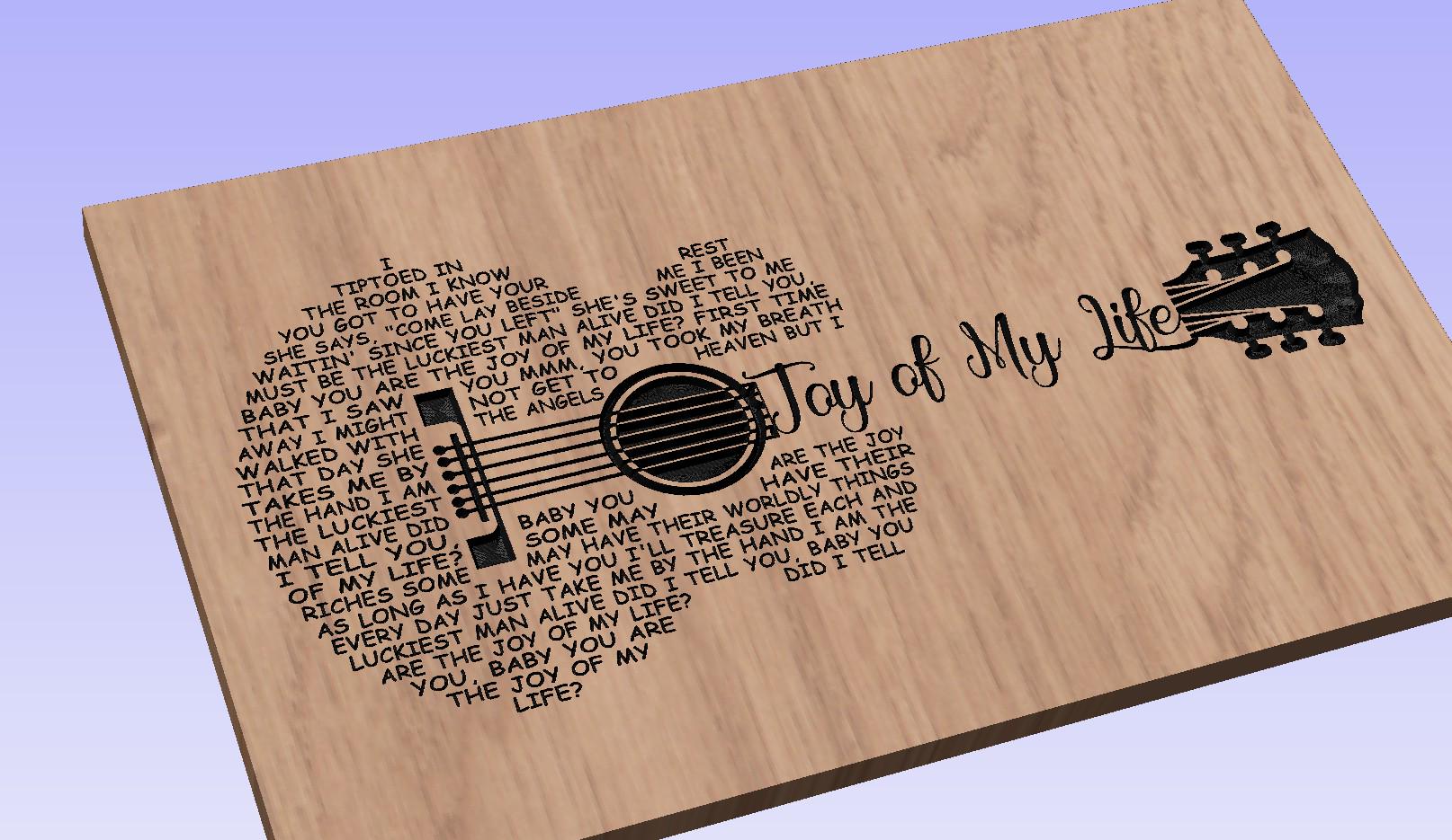 Joy of My Life Song Lyrics Guitar Shaped  SVG ONLY DIGITAL