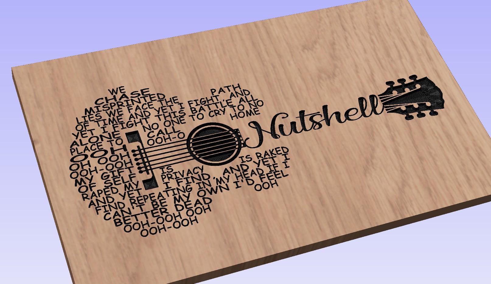Nutshell Lyrics Guitar Shaped  SVG ONLY DIGITAL