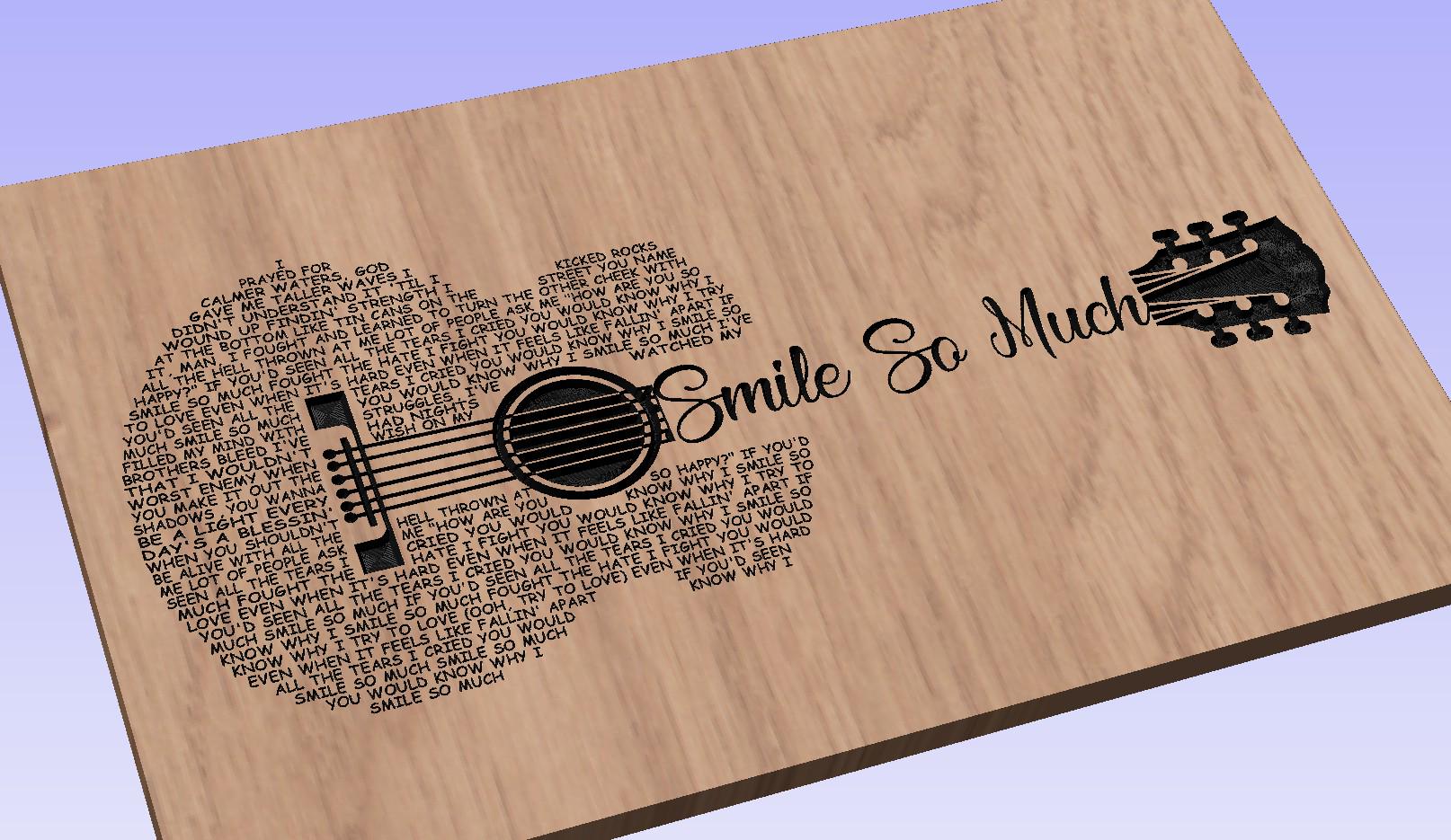 Smile So Much Song Lyrics Guitar Shaped  SVG ONLY DIGITAL